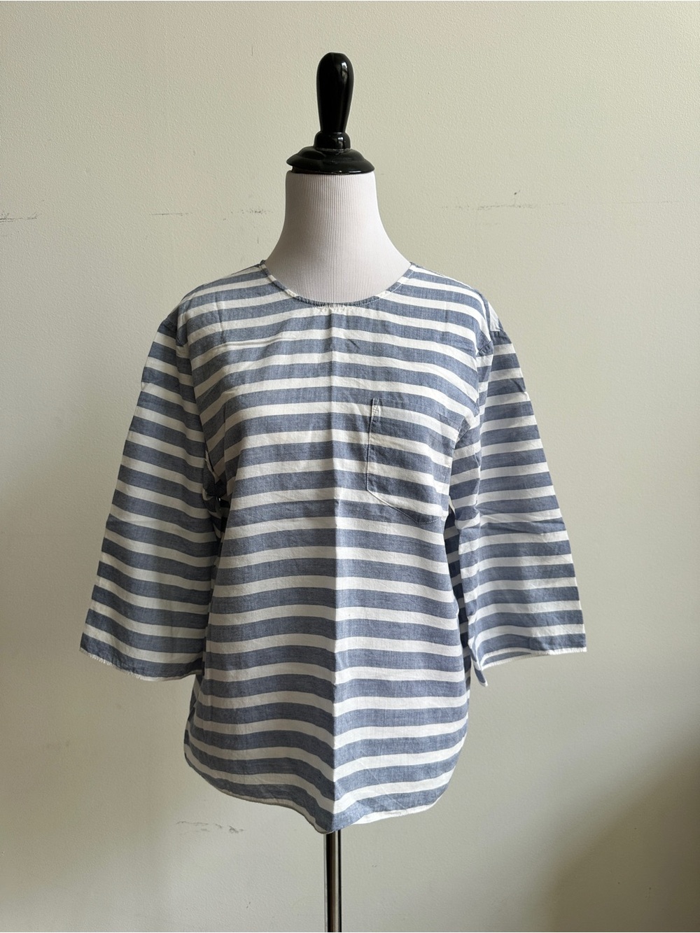 Jenni Kayne Blue and White Striped Cotton Blouse